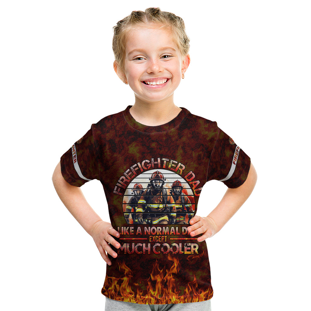 Father and Kids Firefighter Kid T Shirt Like A Normal Dad - Wonder Print Shop