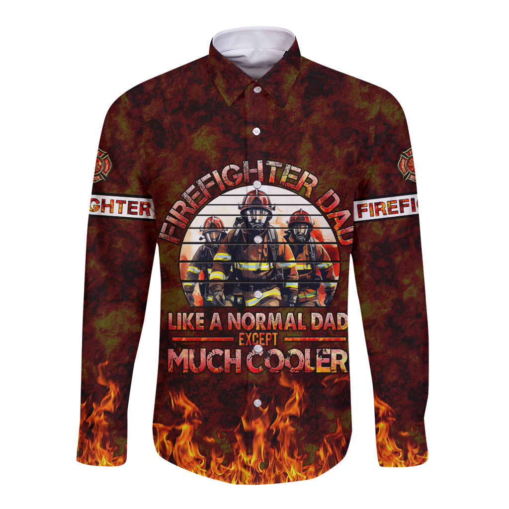 Father and Kids Firefighter Long Sleeve Button Shirt Like A Normal Dad - Wonder Print Shop