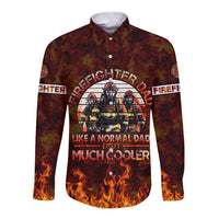 Father and Kids Firefighter Long Sleeve Button Shirt Like A Normal Dad - Wonder Print Shop