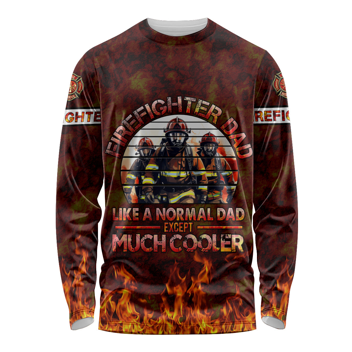 Father and Kids Firefighter Long Sleeve Shirt Like A Normal Dad - Wonder Print Shop