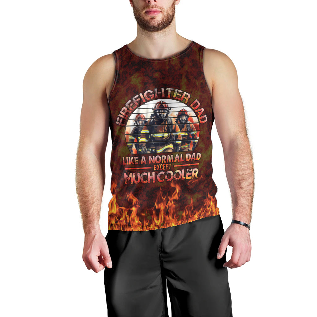 Father and Kids Firefighter Men Tank Top Like A Normal Dad - Wonder Print Shop