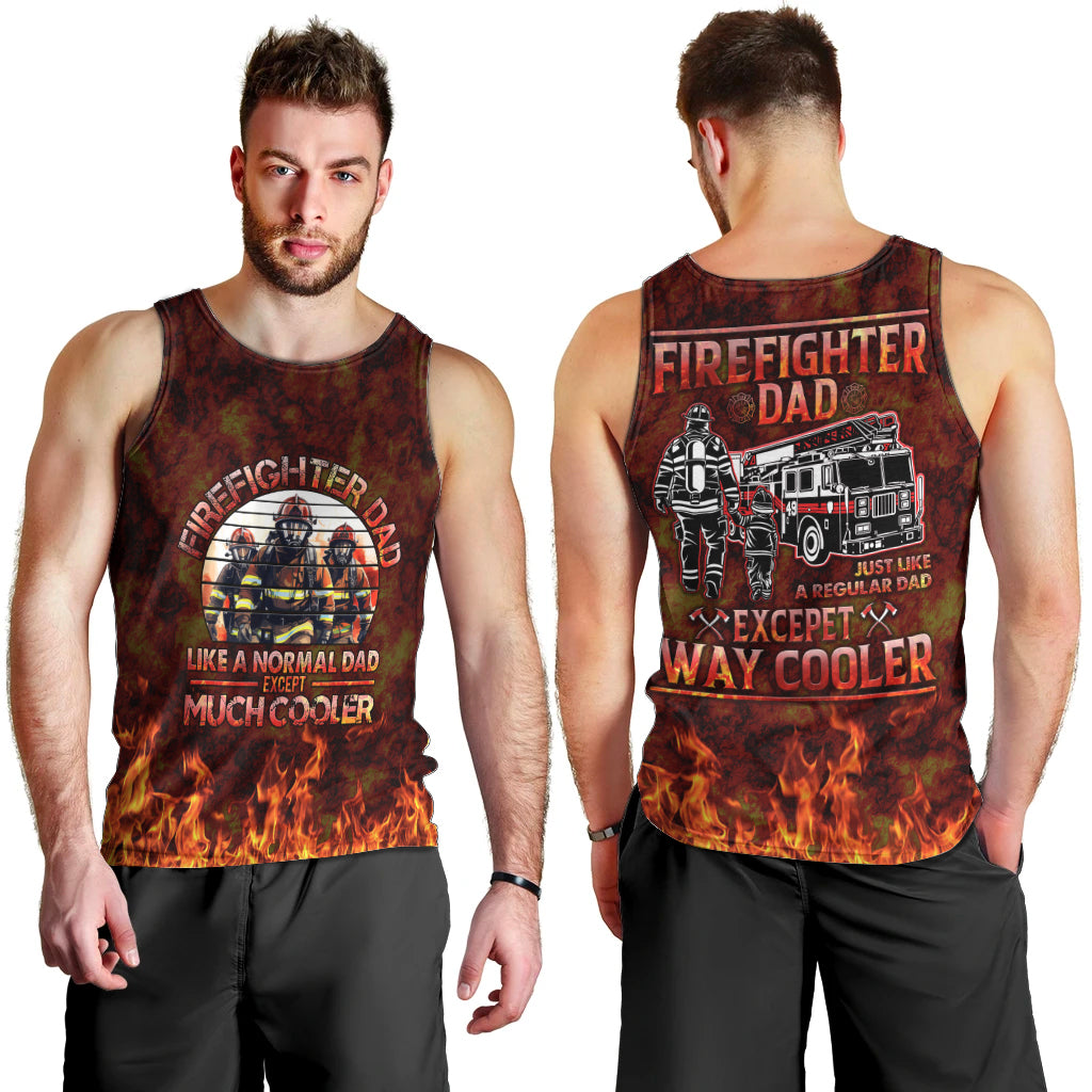 Father and Kids Firefighter Men Tank Top Like A Normal Dad - Wonder Print Shop