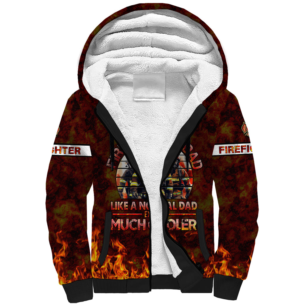Father and Kids Firefighter Sherpa Hoodie Like A Normal Dad - Wonder Print Shop