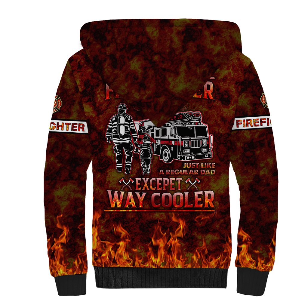 Father and Kids Firefighter Sherpa Hoodie Like A Normal Dad - Wonder Print Shop