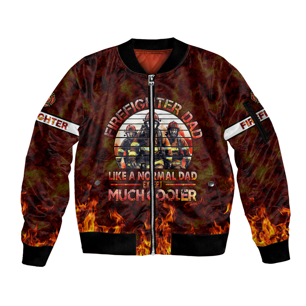 Father and Kids Firefighter Sleeve Zip Bomber Jacket Like A Normal Dad - Wonder Print Shop