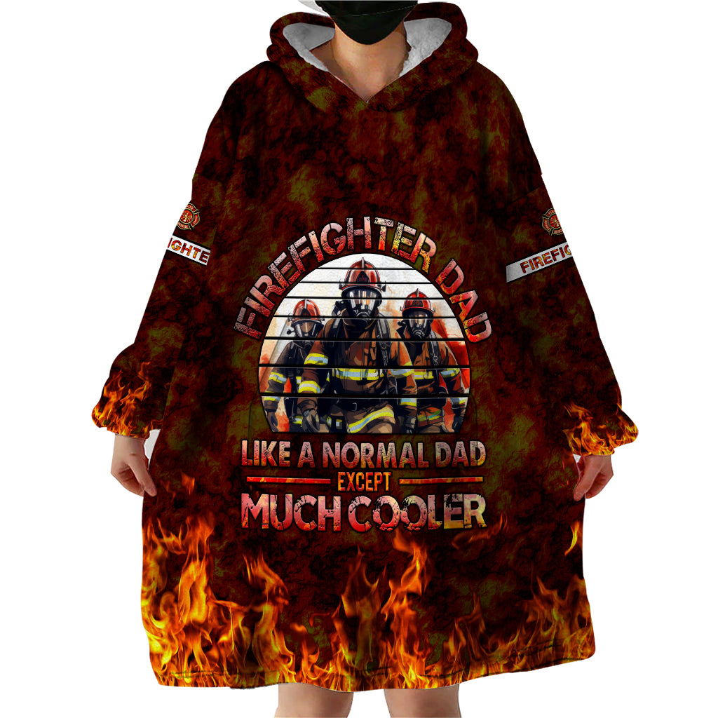 Father and Kids Firefighter Wearable Blanket Hoodie Like A Normal Dad - Wonder Print Shop