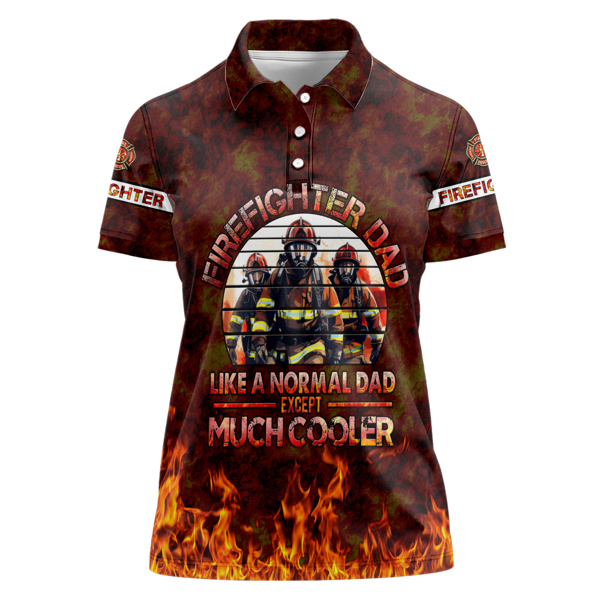 Father and Kids Firefighter Women Polo Shirt Like A Normal Dad - Wonder Print Shop