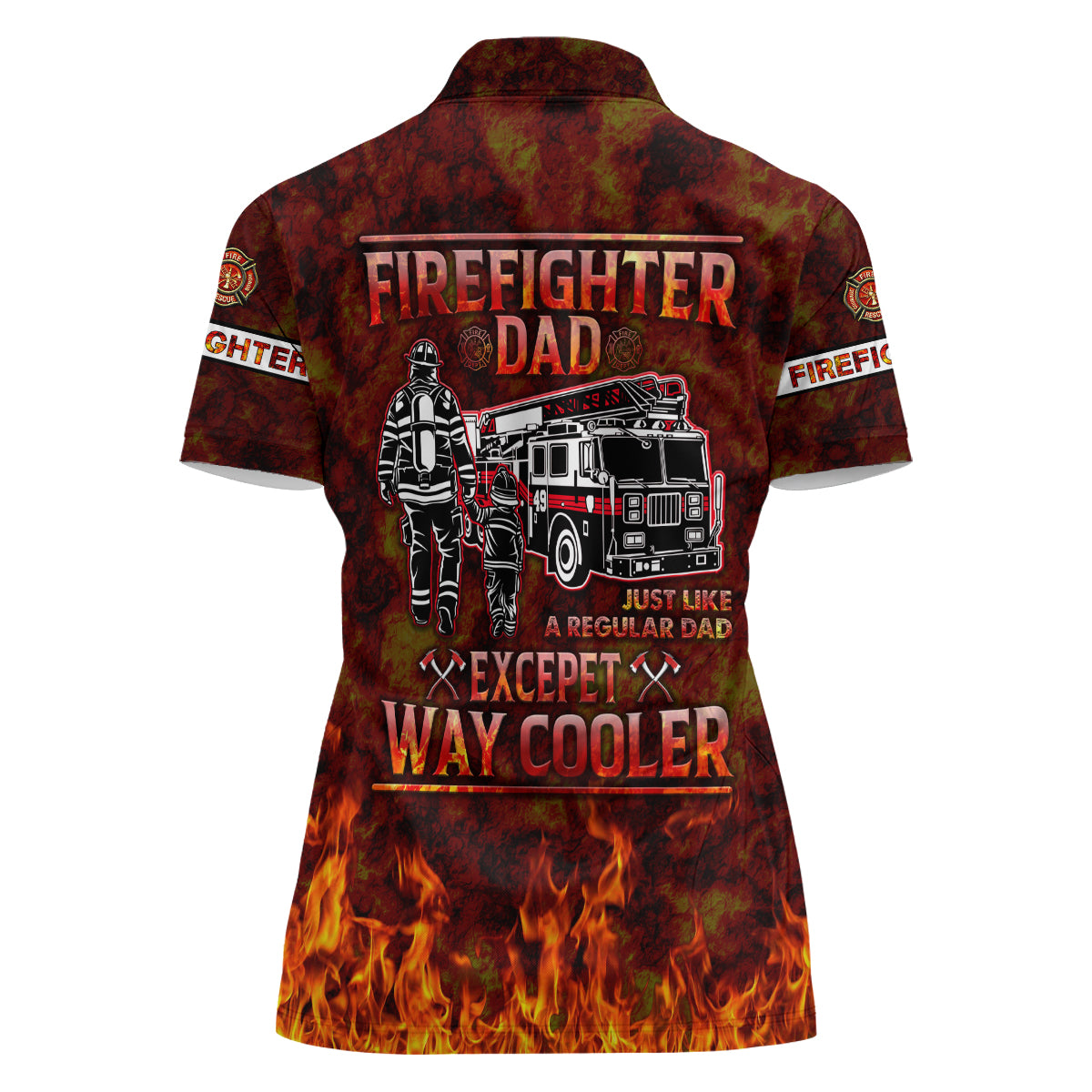 Father and Kids Firefighter Women Polo Shirt Like A Normal Dad - Wonder Print Shop