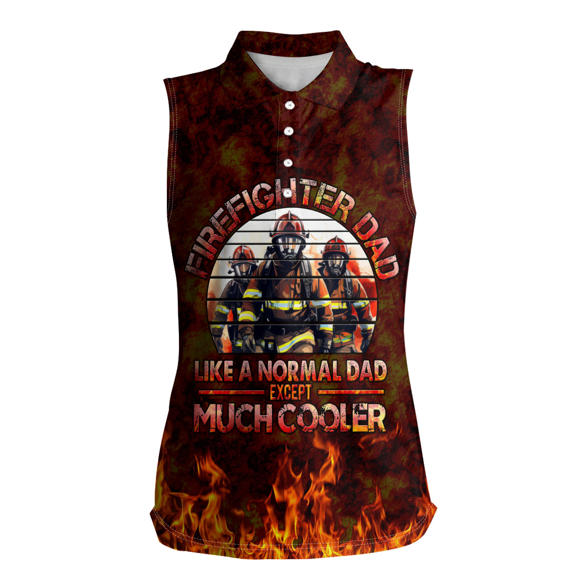 Father and Kids Firefighter Women Sleeveless Polo Shirt Like A Normal Dad - Wonder Print Shop