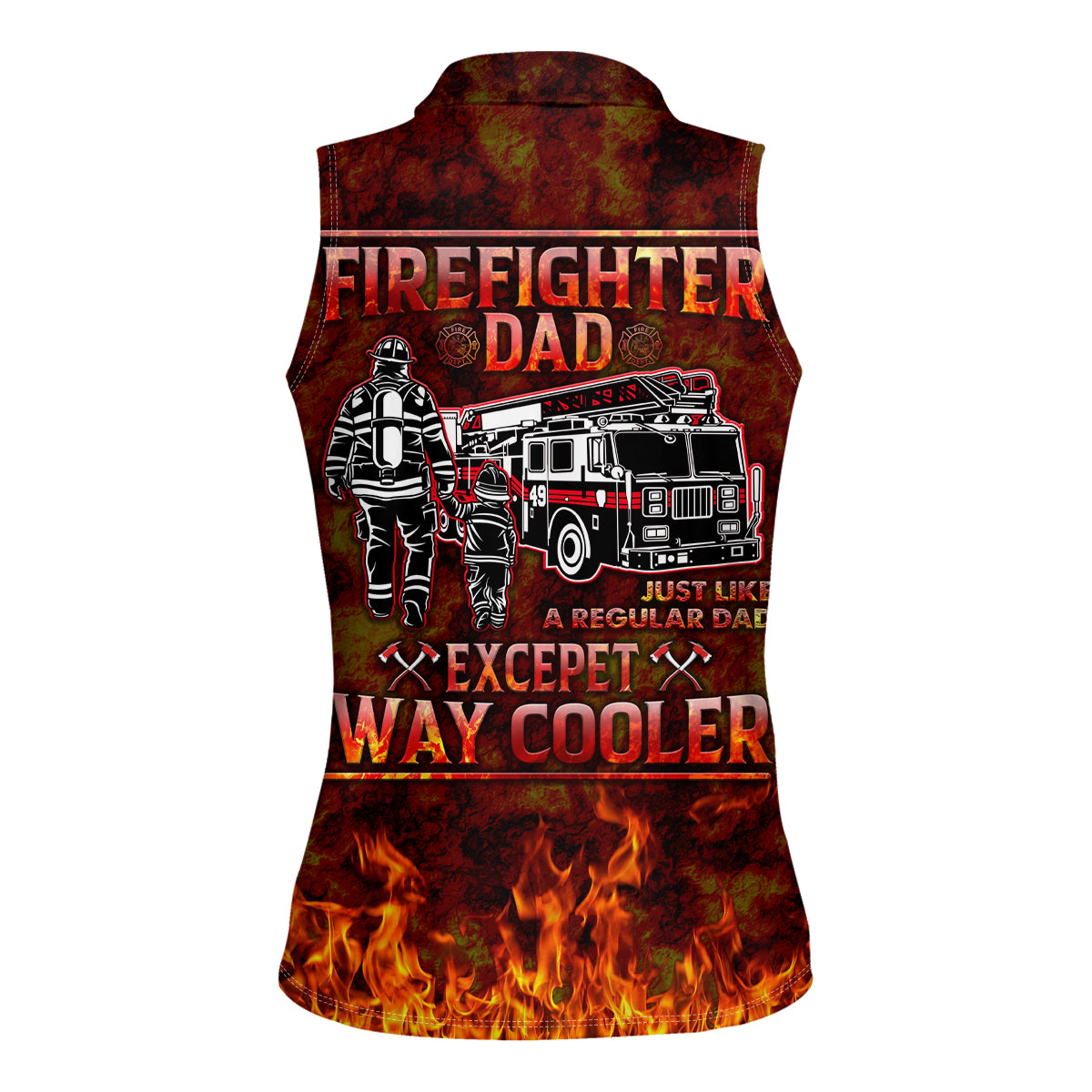 Father and Kids Firefighter Women Sleeveless Polo Shirt Like A Normal Dad - Wonder Print Shop