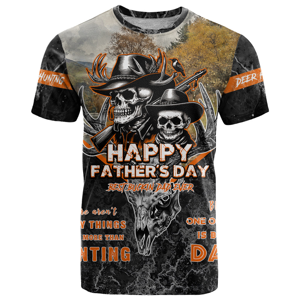 Father's Day Skull Deer Hunting T Shirt Best Buckin Dad Ever - Wonder Print Shop