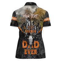 Father's Day Skull Deer Hunting Women Polo Shirt Best Buckin Dad Ever - Wonder Print Shop