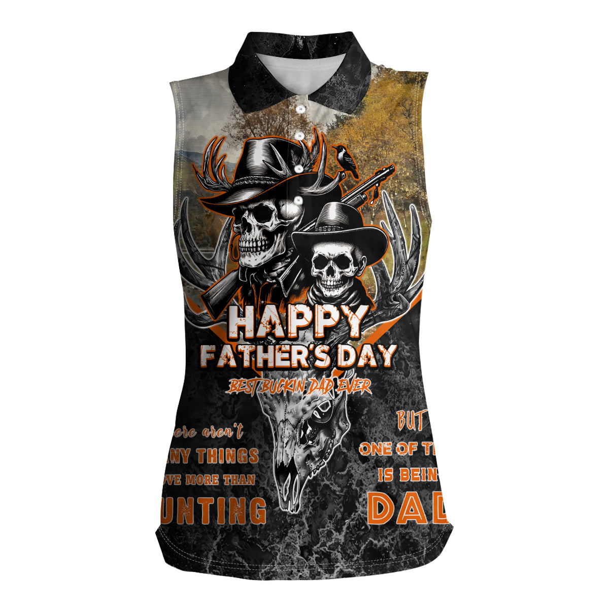 Father's Day Skull Deer Hunting Women Sleeveless Polo Shirt Best Buckin Dad Ever - Wonder Print Shop