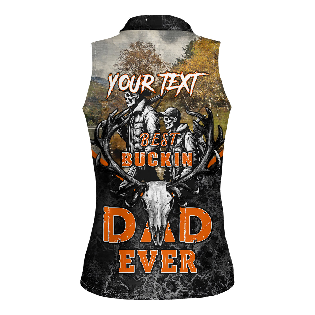 Father's Day Skull Deer Hunting Women Sleeveless Polo Shirt Best Buckin Dad Ever - Wonder Print Shop