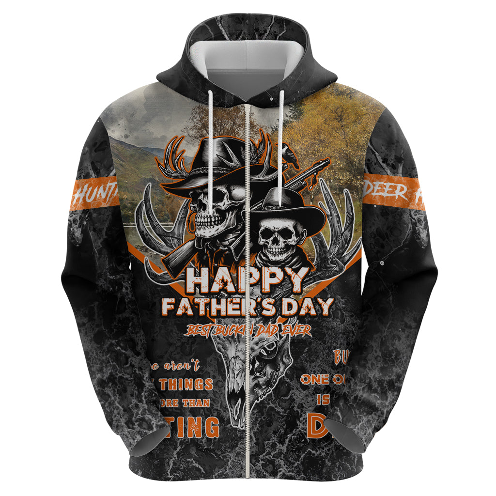 Father's Day Skull Deer Hunting Zip Hoodie Best Buckin Dad Ever - Wonder Print Shop