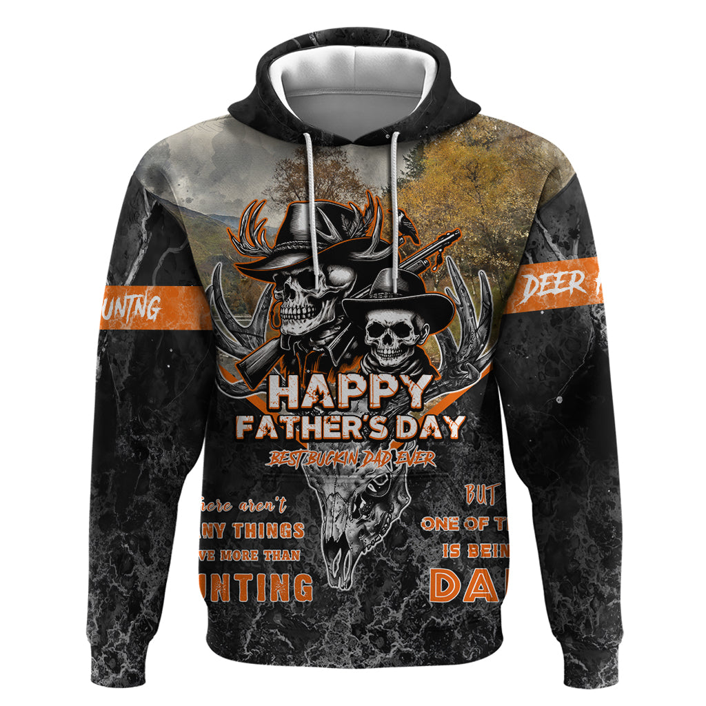 Father's Day Skull Deer Hunting Zip Hoodie Best Buckin Dad Ever - Wonder Print Shop