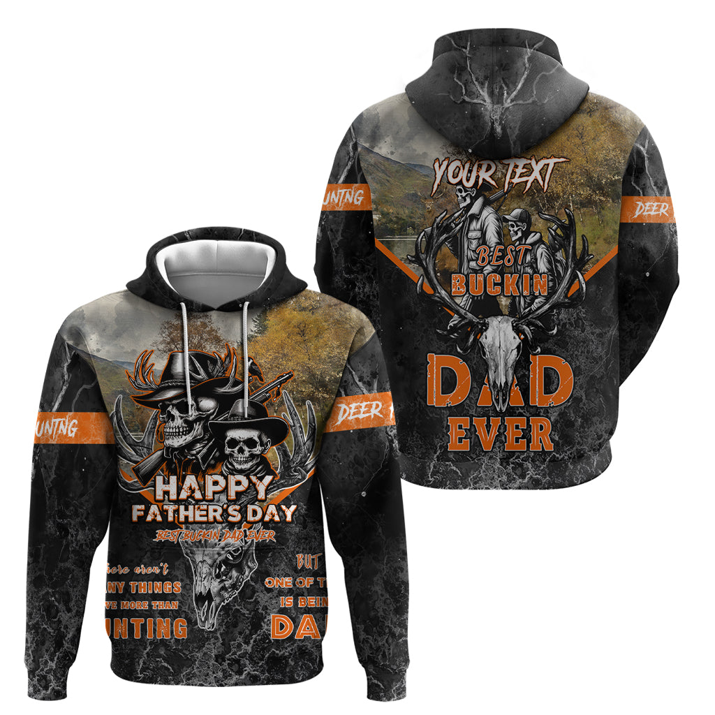 Father's Day Skull Deer Hunting Zip Hoodie Best Buckin Dad Ever - Wonder Print Shop
