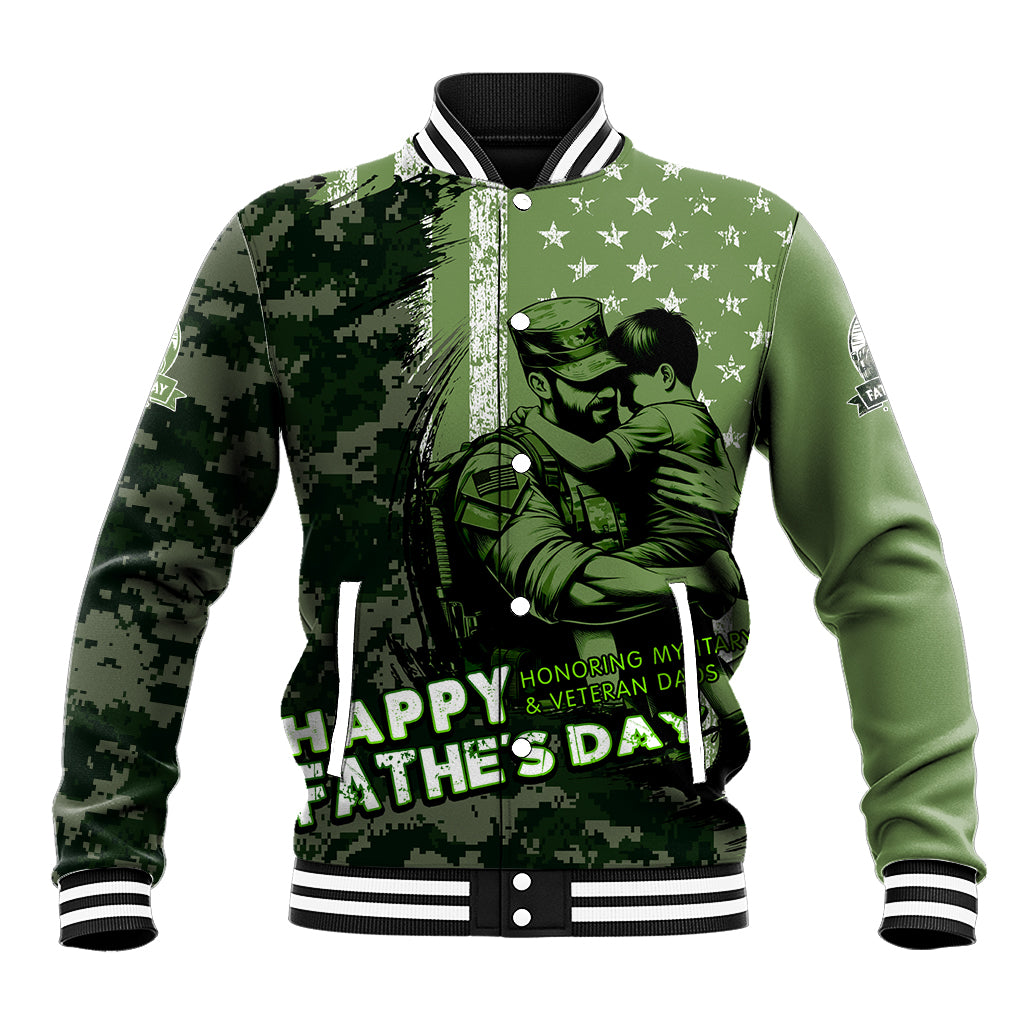 Veteran Father's Day My Hero Baseball Jacket Veteran Dad - Wonder Print Shop