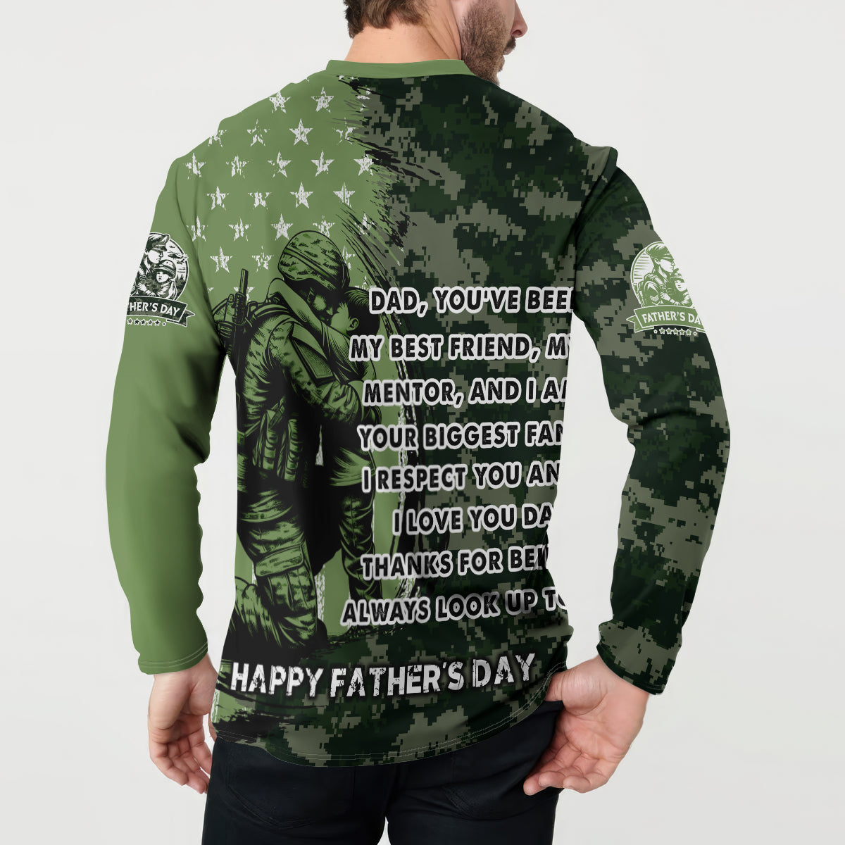Veteran Father's Day My Hero Button Sweatshirt Veteran Dad - Wonder Print Shop