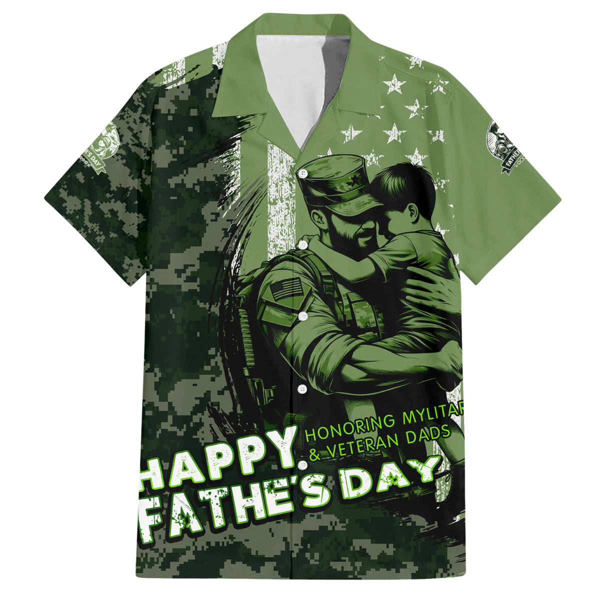 Veteran Father's Day My Hero Hawaiian Shirt Veteran Dad - Wonder Print Shop