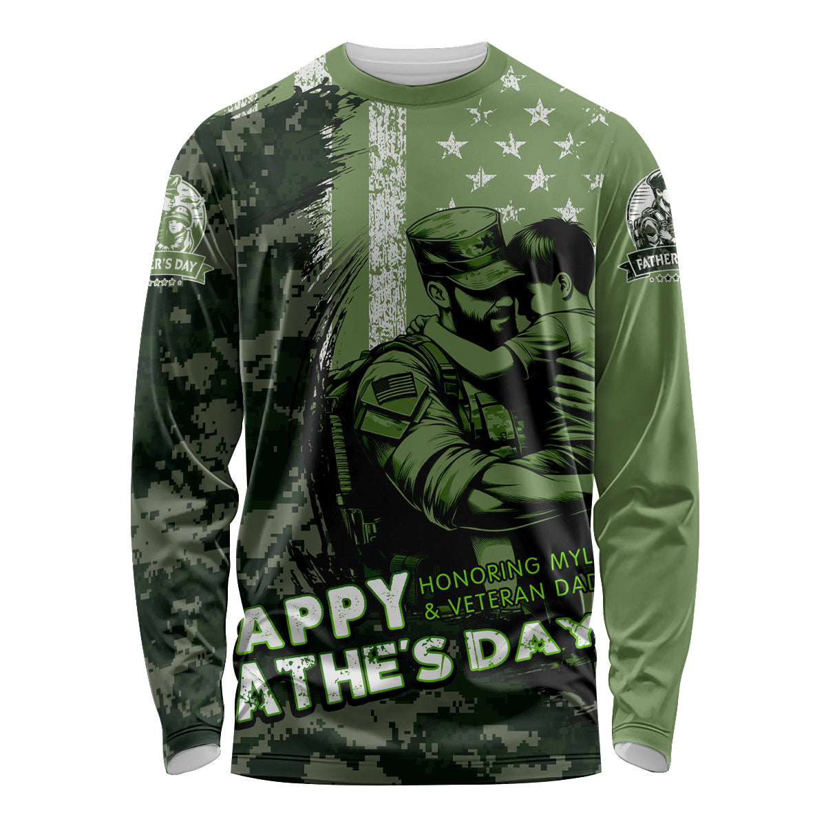 Veteran Father's Day My Hero Long Sleeve Shirt Veteran Dad - Wonder Print Shop