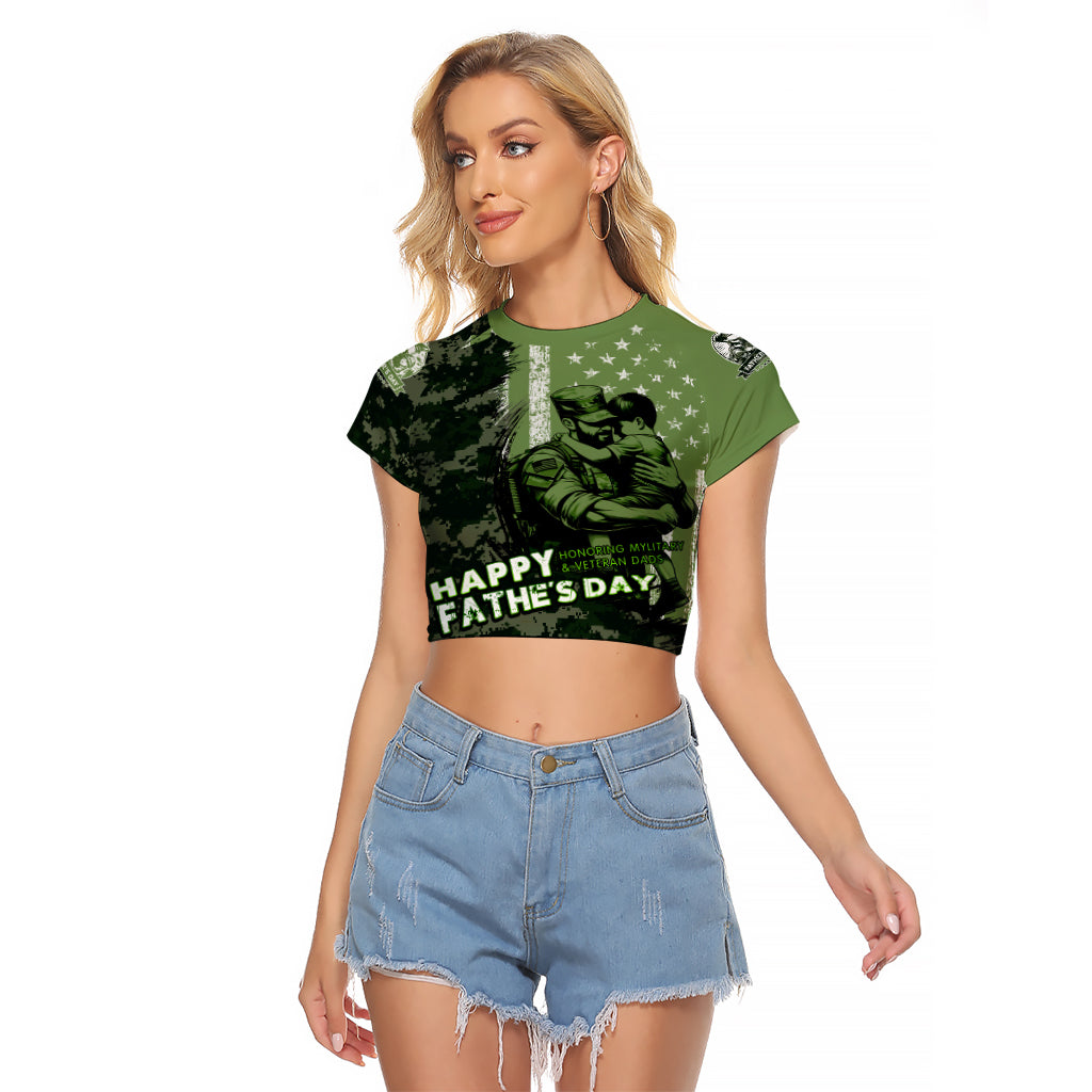 Veteran Father's Day My Hero Raglan Cropped T Shirt Veteran Dad - Wonder Print Shop