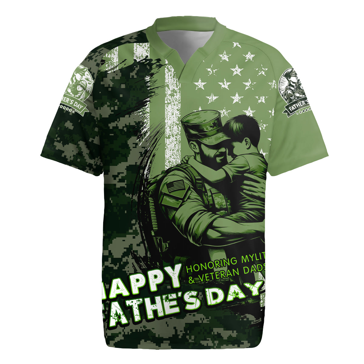 Veteran Father's Day My Hero Rugby Jersey Veteran Dad - Wonder Print Shop