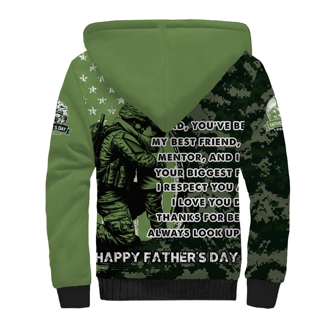 Veteran Father's Day My Hero Sherpa Hoodie Veteran Dad - Wonder Print Shop