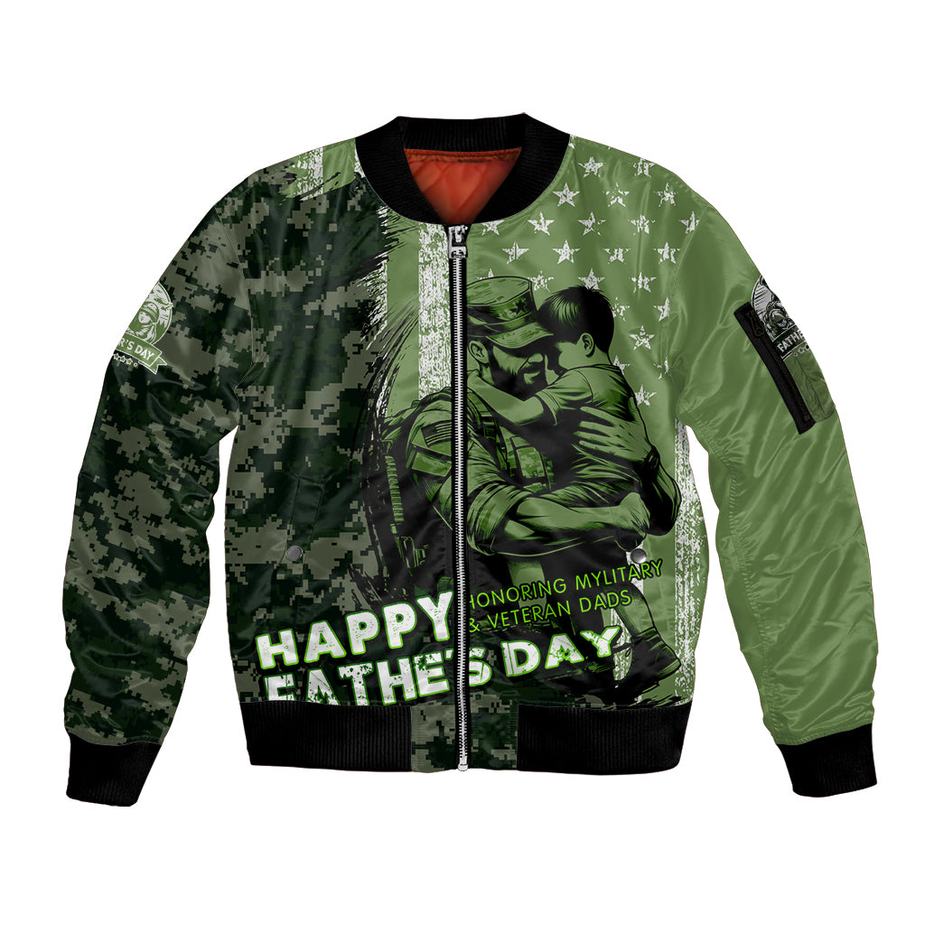 Veteran Father's Day My Hero Sleeve Zip Bomber Jacket Veteran Dad - Wonder Print Shop