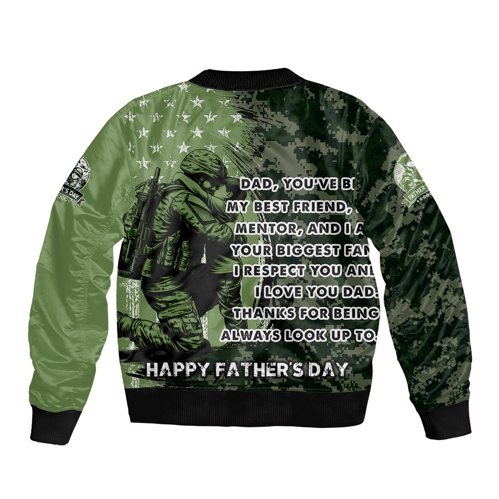 Veteran Father's Day My Hero Sleeve Zip Bomber Jacket Veteran Dad - Wonder Print Shop