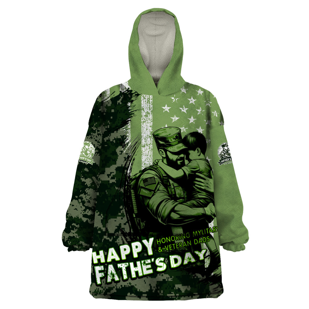 Veteran Father's Day My Hero Wearable Blanket Hoodie Veteran Dad - Wonder Print Shop