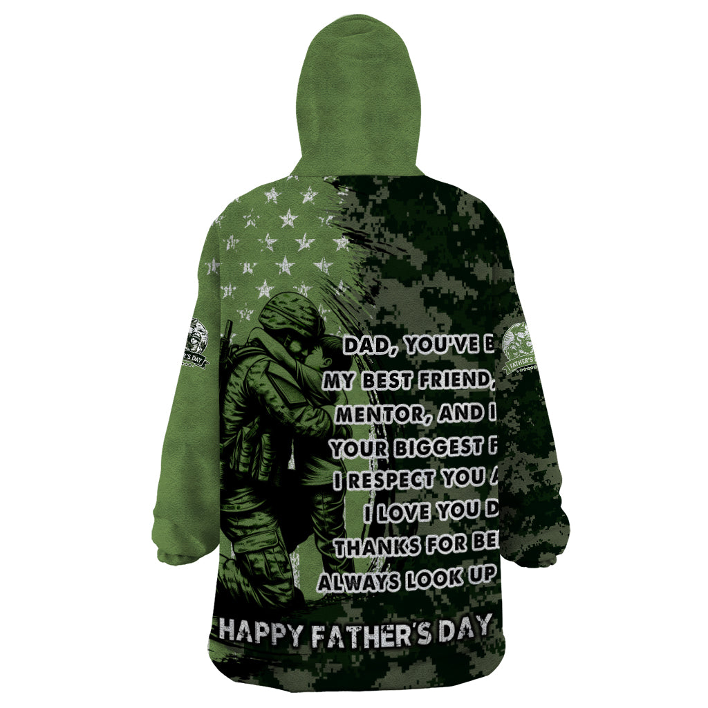 Veteran Father's Day My Hero Wearable Blanket Hoodie Veteran Dad - Wonder Print Shop