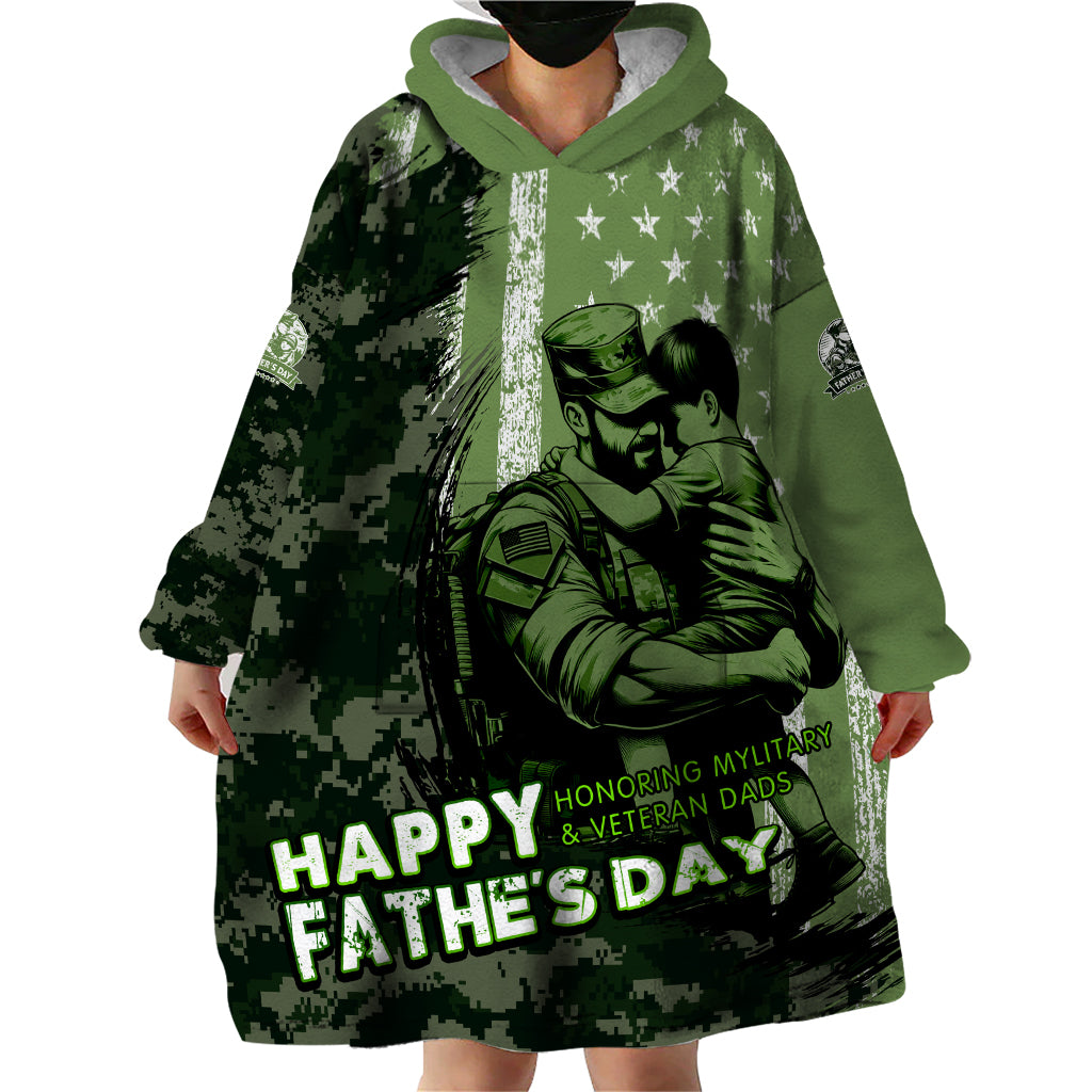 Veteran Father's Day My Hero Wearable Blanket Hoodie Veteran Dad - Wonder Print Shop