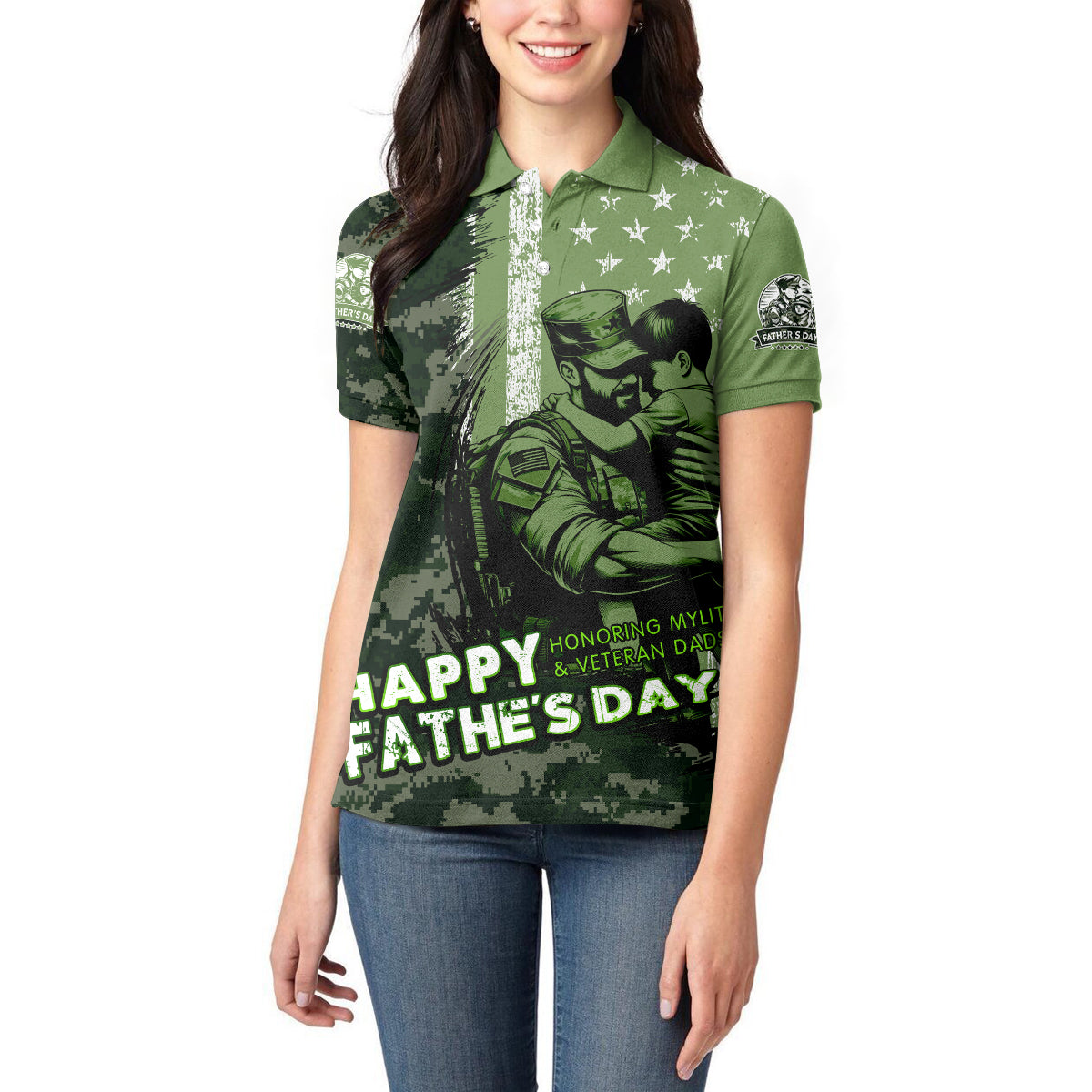 Veteran Father's Day My Hero Women Polo Shirt Veteran Dad - Wonder Print Shop