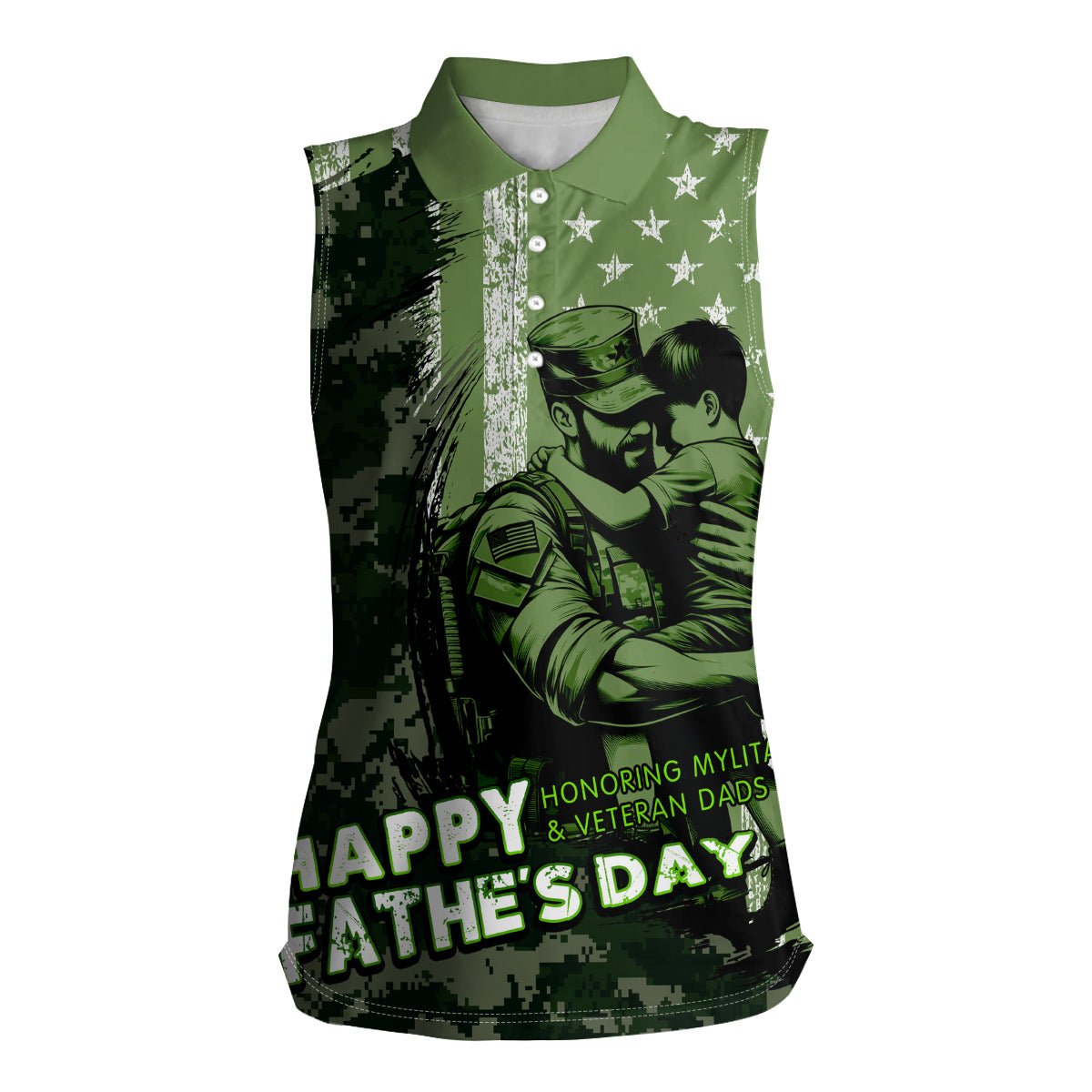 Veteran Father's Day My Hero Women Sleeveless Polo Shirt Veteran Dad - Wonder Print Shop