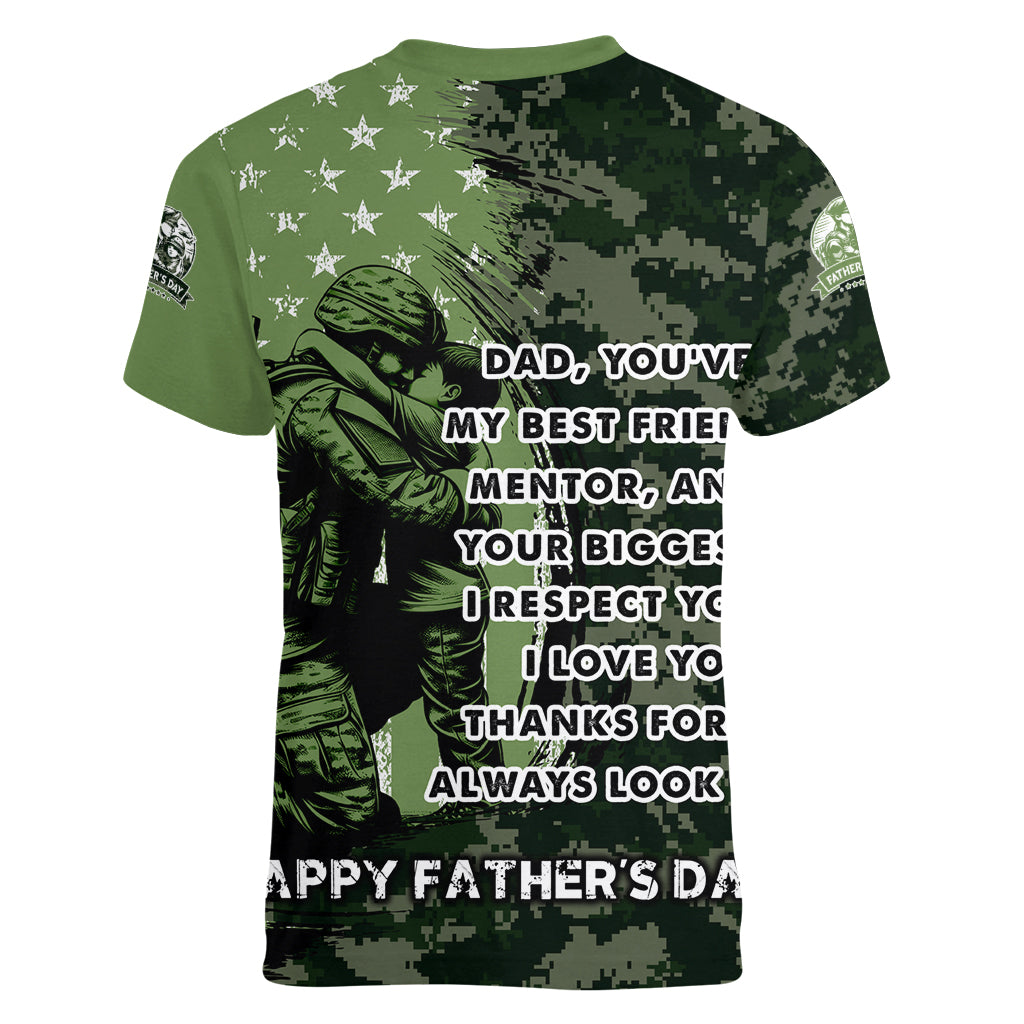 Veteran Father's Day My Hero Women V-Neck T-Shirt Veteran Dad - Wonder Print Shop