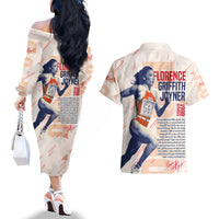 The Phenomenal Woman Flo-Jo Couples Matching Off The Shoulder Long Sleeve Dress and Hawaiian Shirt 1988 - Wonder Print Shop