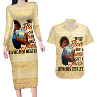 Afro Nurses Couples Matching Long Sleeve Bodycon Dress and Hawaiian Shirt Black Queen African - Wonder Print Shop