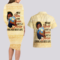 Afro Nurses Couples Matching Long Sleeve Bodycon Dress and Hawaiian Shirt Black Queen African - Wonder Print Shop