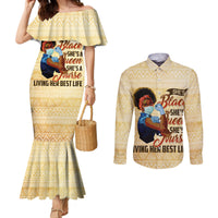 Afro Nurses Couples Matching Mermaid Dress and Long Sleeve Button Shirt Black Queen African