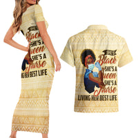 Afro Nurses Couples Matching Short Sleeve Bodycon Dress and Hawaiian Shirt Black Queen African - Wonder Print Shop