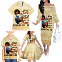 Afro Nurses Family Matching Off Shoulder Long Sleeve Dress and Hawaiian Shirt Black Queen African - Wonder Print Shop