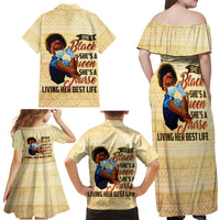 Afro Nurses Family Matching Off Shoulder Maxi Dress and Hawaiian Shirt Black Queen African - Wonder Print Shop