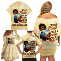 Afro Nurses Family Matching Off Shoulder Short Dress and Hawaiian Shirt Black Queen African - Wonder Print Shop