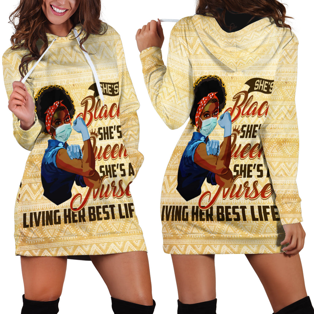 Afro Nurses Hoodie Dress Black Queen African - Wonder Print Shop