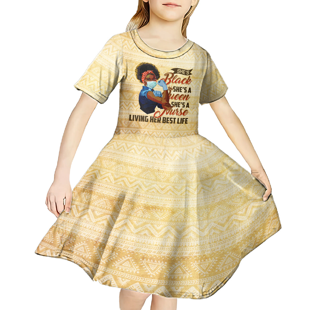 Afro Nurses Kid Short Sleeve Dress Black Queen African - Wonder Print Shop