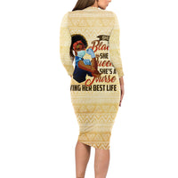 Afro Nurses Long Sleeve Bodycon Dress Black Queen African - Wonder Print Shop