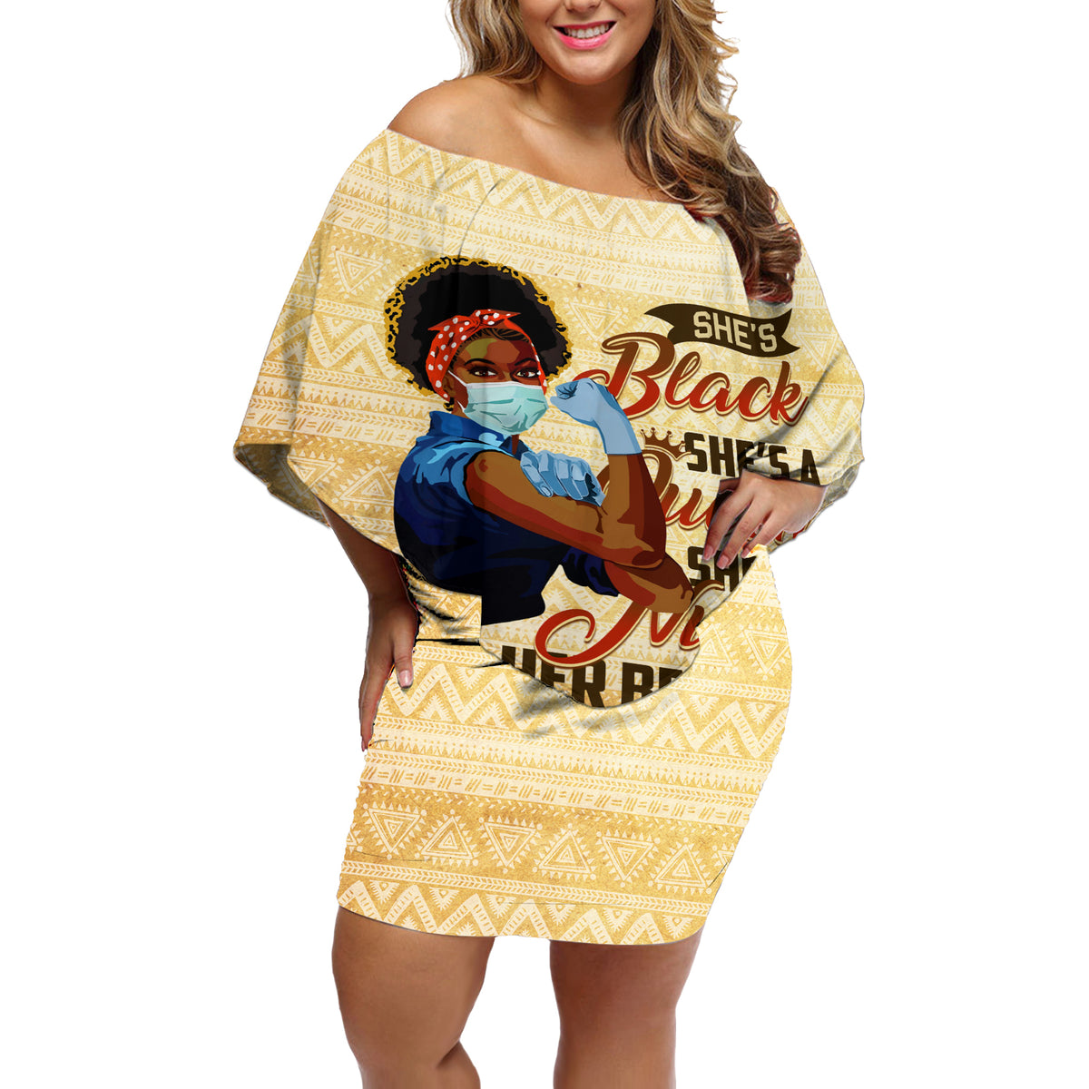 Afro Nurses Off Shoulder Short Dress Black Queen African - Wonder Print Shop