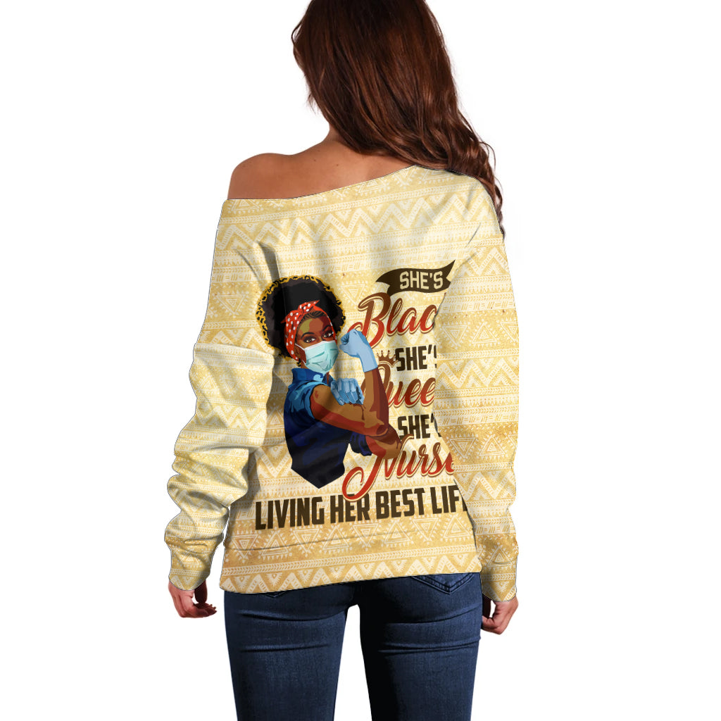 Afro Nurses Off Shoulder Sweater Black Queen African - Wonder Print Shop