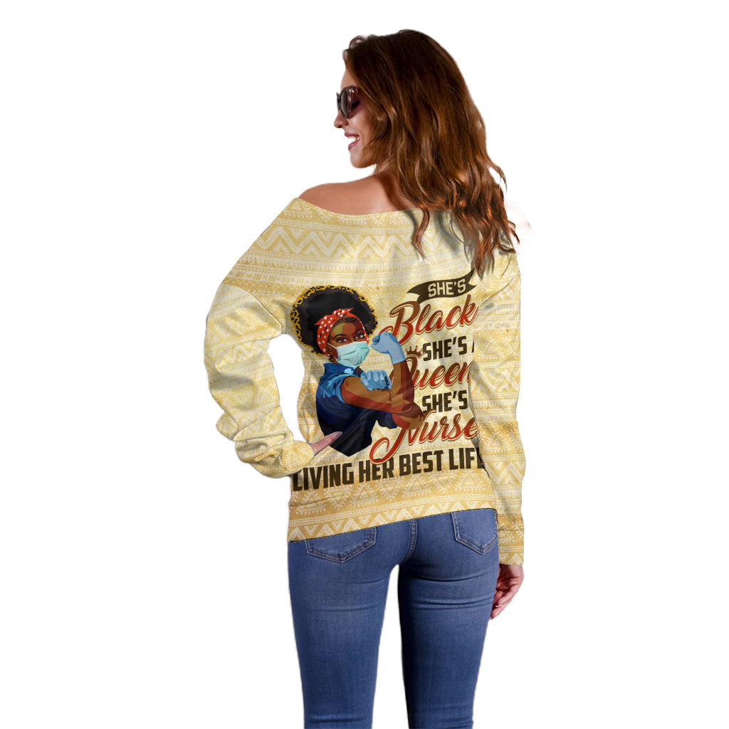 Afro Nurses Off Shoulder Sweater Black Queen African - Wonder Print Shop